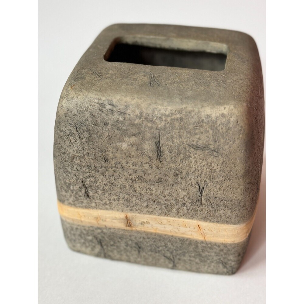 Square Tissue Box Cover Wamsutta Faux Stone Gray Neutral  Natural
